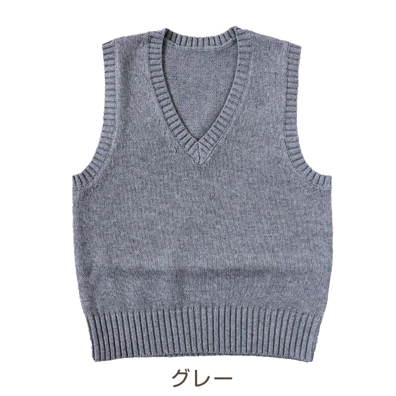 子供用 ベスト ニット 綿100% 薄手 キッズ vネック 80～130cm