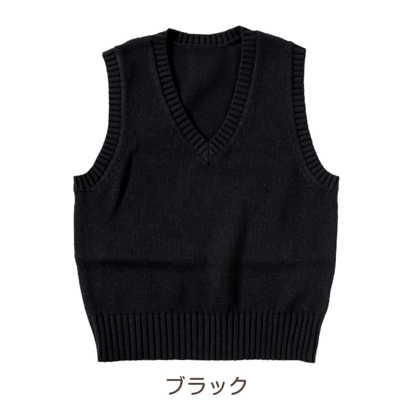子供用 ベスト ニット 綿100% 薄手 キッズ vネック 80～130cm 幼稚園 保育園 シンプル 無地 こども 幼児 洗える 80 90 100 110 120 130