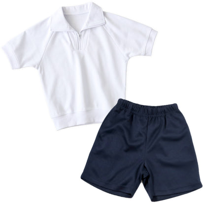 体操服 上下セット 半袖 クォーターパンツ 体操着 大きいサイズ 2点セット S～3L 小学生 中学生 男子 女子 半そで 半ズボン 短パン スクール 体育 衣替え 子供 子ども キッズ (送料無料)