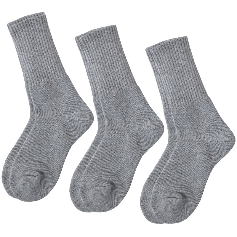 スクールソックス 厚手 無地 クルー丈 (大きいサイズ) 3足セット 26-28cm・28-30cm 白 黒 グレー 学生 中学生 高校生 男の子 通学 リブソックス 抗菌防臭 スクログ まとめ買い