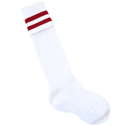 サッカー ソックス 靴下 ハイソックス キッズ ジュニア 男子 女子 サポート 日本製 19-21cm 22-24cm 25-27cm 27-29cm 伸縮性 テーピング 丈夫 エンジ 黒 フットサル バレーボール チア チーム ユニフォーム (在庫限り)