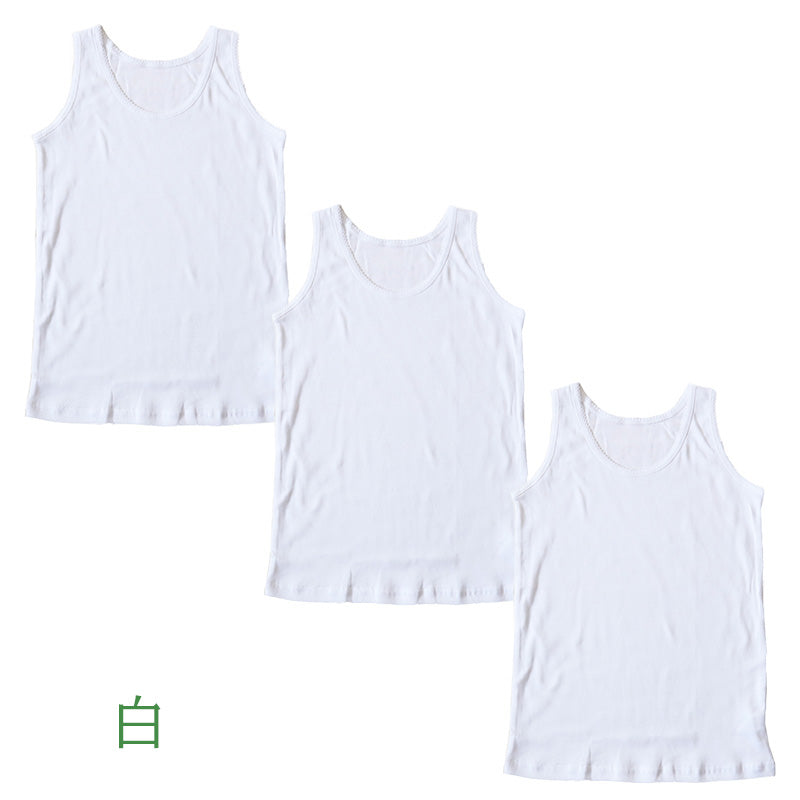 綿100％ タンクトップ 子供 肌着 女の子 3枚セット 100 110 120 130 140 150 160 cm 子ども キッズ インナー 小学生 スクール 白 女児 無地 コットン コットン100 Schoolog スクログ タンク 衣替え 入学式 新学期 体育 運動 3枚組 まとめ売り