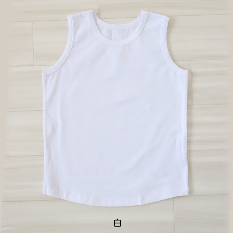 キッズ タンクトップ 無地 子供 ノースリーブ tシャツ 裾ラウンド 100cm～160cm 子ども 男の子 女の子 100 110 120 130 140 150 160 インナー 背中が出ない 綿 子供服 トップス 春 夏 重ね着 ジュニア シンプル