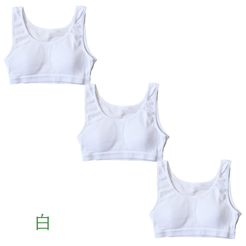 綿100％ カップ付き ハーフトップ ジュニア 肌着 女の子 3枚セット 130 140 150 160 165 cm 子供 肌着 子ども キッズ インナー 小学生 中学生 スクール 女児 白 無地 コットン 成長期 ホワイト スクールインナー ジュニアブラ パッド ブラパッド ステップ2 3枚組