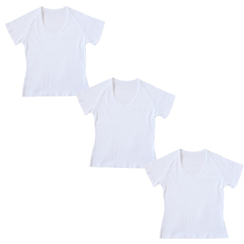 セーラー服 インナー 綿100% 半袖 tシャツ vネック 女子 3枚セット S M L BL 中学生 高校生 下着 子供 女の子 ジュニア キッズ スクール 学生 レディース コットン 抗菌防臭 スクールインナー 3枚組 まとめ売り Schoolog スクログ レディース 婦人 女子