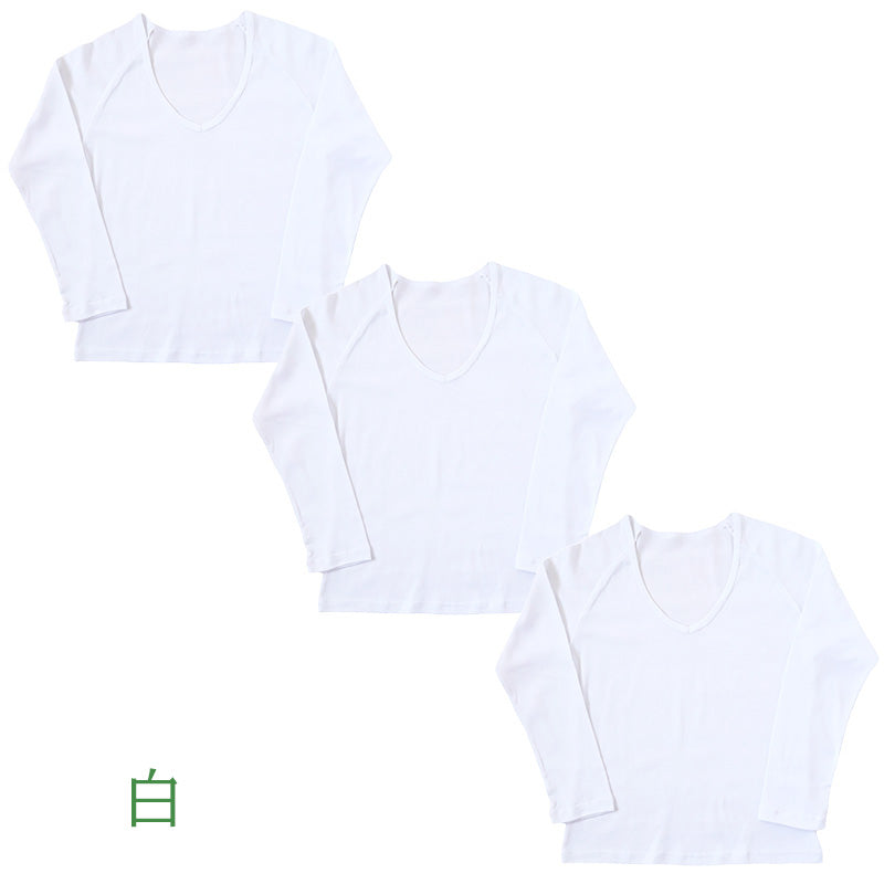 セーラー服 インナー 綿100% 7分袖 tシャツ vネック 3枚セット S M L BL 中学生 高校生 長袖 下着 子供 女の子 ジュニア キッズ スクール 学生 レディース コットン 抗菌防臭 3枚組 まとめ売り Schoolog スクログ レディース 女子 女児 インナー スクール スクールインナー