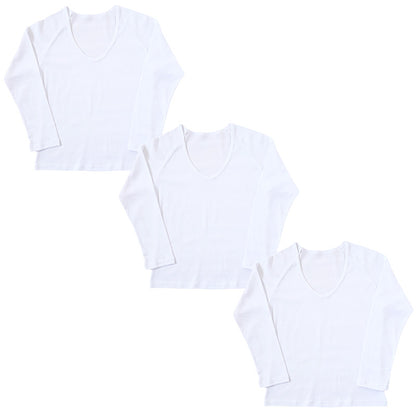 セーラー服 インナー 綿100% 7分袖 tシャツ vネック 3枚セット S M L BL 中学生 高校生 長袖 下着 子供 女の子 ジュニア キッズ スクール 学生 レディース コットン 抗菌防臭 3枚組 まとめ売り Schoolog スクログ レディース 女子 女児 インナー スクール スクールインナー