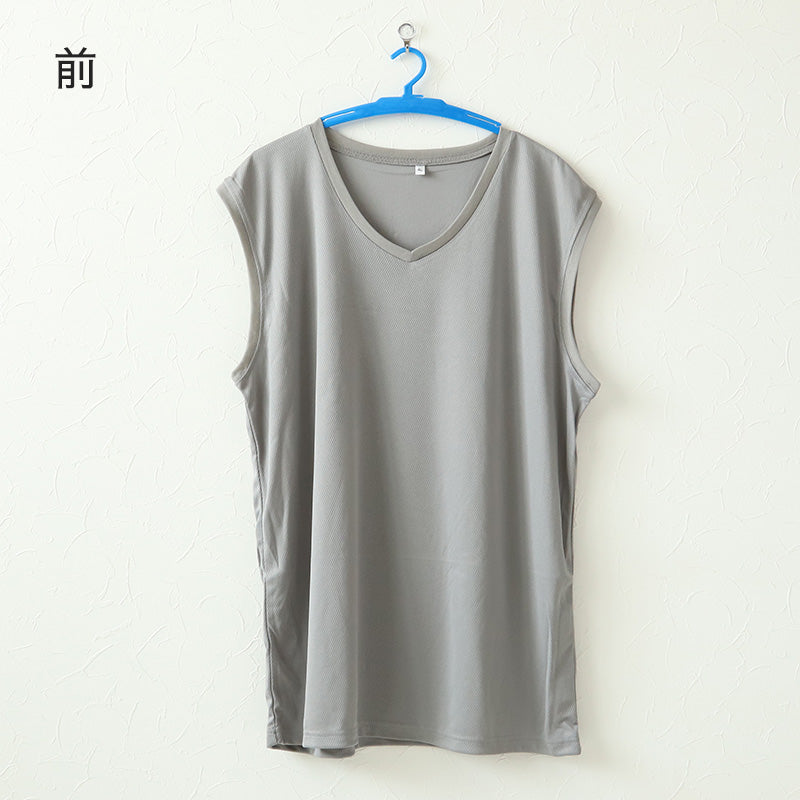 大きいサイズ メンズ スリーブレス ノースリーブ インナー メッシュ V首 Vネック 3L～5L 肌着 下着 シャツ 夏 涼しい ビッグ 大寸 白t 大きめ でかい ぽっちゃり 肥満 マッチョ 筋肉 体型カバー 3L 4L 5L (在庫限り)