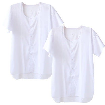 クレープ肌着 メンズ 半袖 tシャツ 面二 前開き 綿100% 2枚組 M～LL 下着 インナー 夏 涼しい 吸汗速乾 男性 紳士 コットン 丸首 M L LL