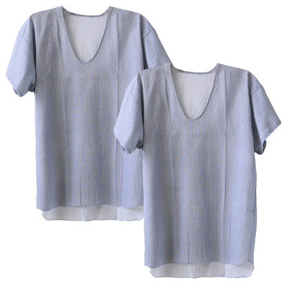 クレープ肌着 メンズ 半袖 tシャツ 綿100% 2枚組 M～LL 下着 インナー 夏 涼しい 吸汗速乾 男性 紳士 コットン Uネック U首 M L LL (在庫限り)