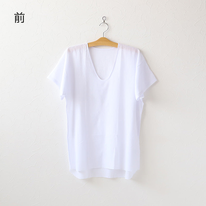 クレープ肌着 波しぼ メンズ 半袖 tシャツ 綿100% 2枚組 M～LL 下着 インナー 夏 涼しい 吸汗速乾 男性 紳士 コットン Uネック U首 M L LL (在庫限り)