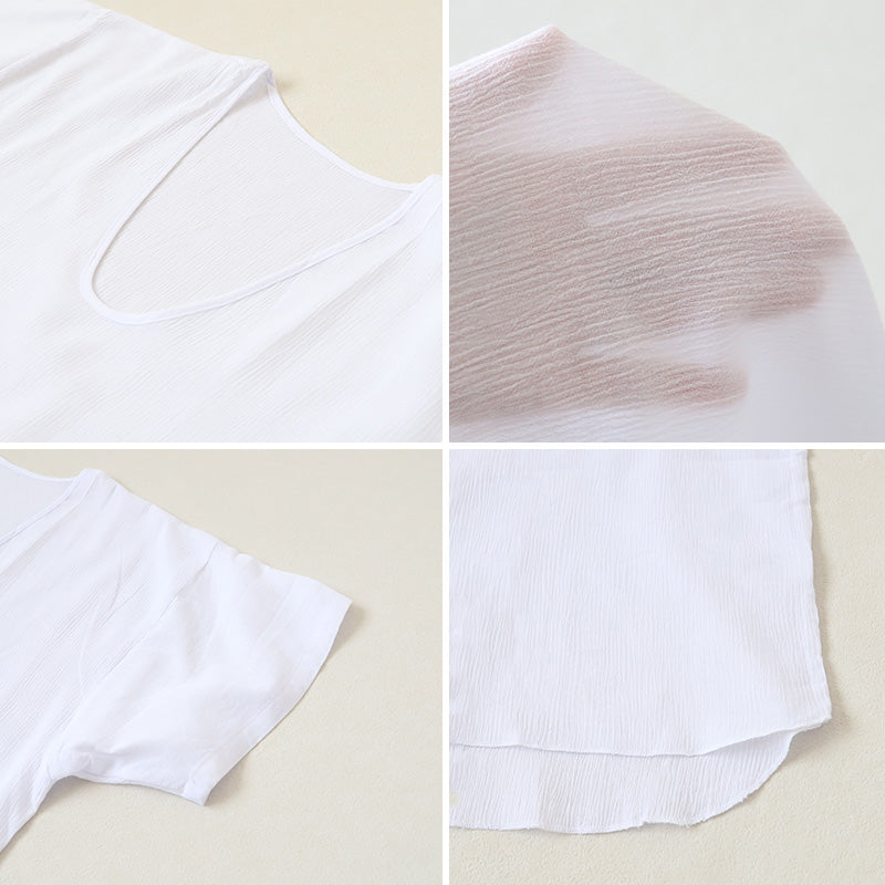 クレープ肌着 波しぼ メンズ 半袖 tシャツ 綿100% 2枚組 M～LL 下着 インナー 夏 涼しい 吸汗速乾 男性 紳士 コットン Uネック U首 M L LL (在庫限り)