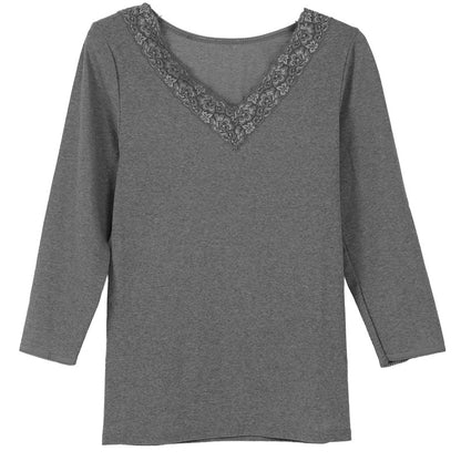 婦人 8分袖 インナー スリーマー スリーマ 長袖 肌着 レース 3L 4L 5L 婦人肌着 レディース シャツ 下着 肌着 薄手 暖かい あったか 防寒 冬 綿混 3L 4L 5L