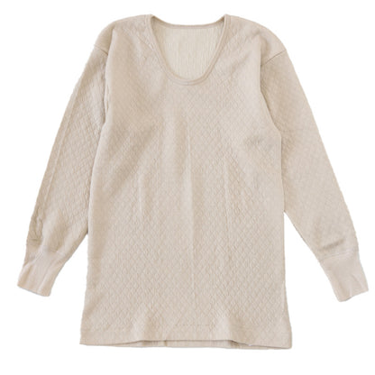 キルト 肌着 大きいサイズ メンズ U首 長袖 毛混 日本製 綿100 3L 大寸 インナー キルトシャツ キルトインナー 長袖シャツ 紳士 肌着 発熱 防寒 あったか あたたかい 冬 プレゼント ギフト