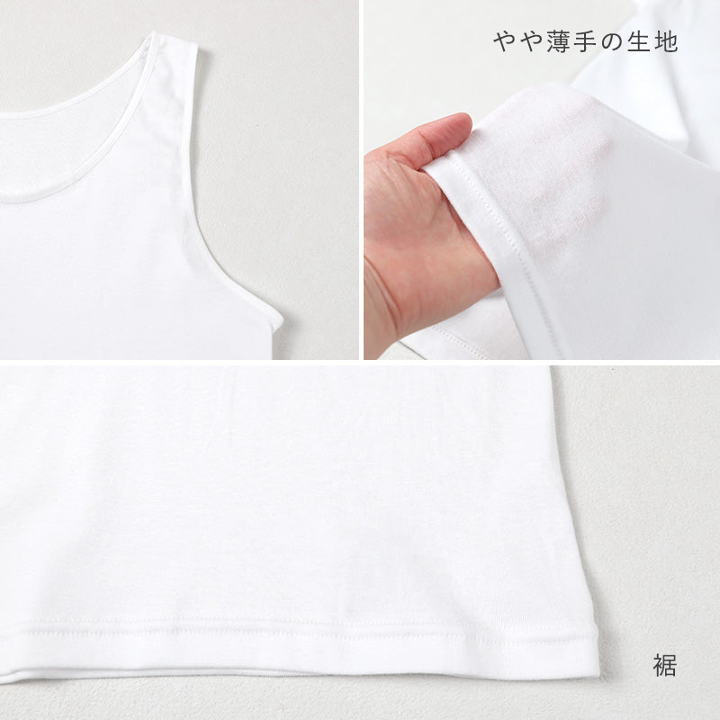 レディース 綿100％ タンクトップ ノースリーブ インナー 肌着 M L LL UVカット 紫外線対策 保湿 下着 女性 婦人 インナーシャツ コットン 夏