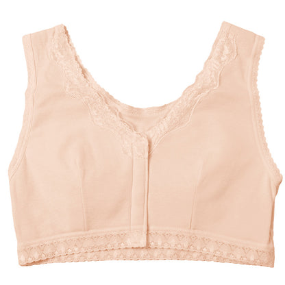 前開き ノンワイヤーブラ ブラジャー ハーフトップ ブラ 綿 コットン レディース M L LL 3L 下着 インナー シンプル 無地 レース