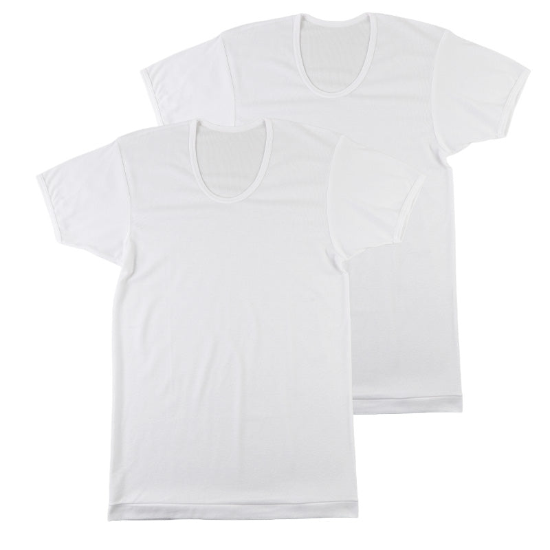 tシャツ u首 シャツ メンズ 半袖 2枚組 吸汗速乾 M L LL uネック フライス 肌着 下着 インナー 綿混 無地 ホワイト 白 プレゼント ギフト 父の日 敬老の日