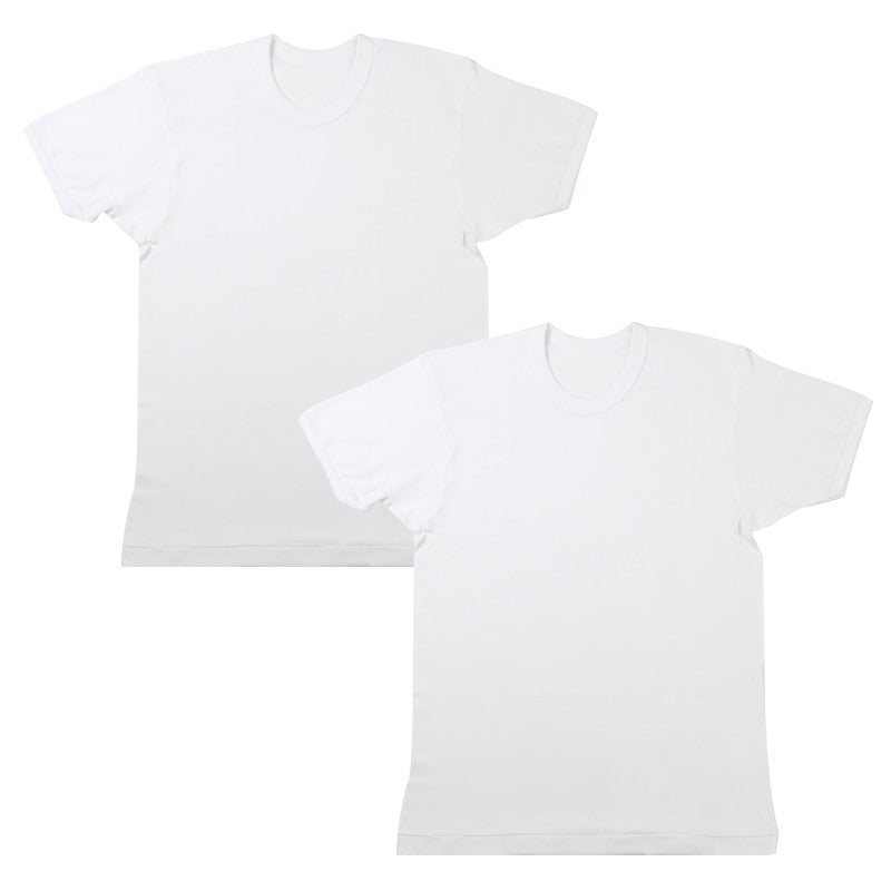 2枚組 綿100% メンズ インナー 肌着 半袖 tシャツ 丸首 厚地 M L LL クルーネック 下着 インナーシャツ 綿 コットン 無地 ホワイト 白 秋 冬 春 30代 40代 50代 60代