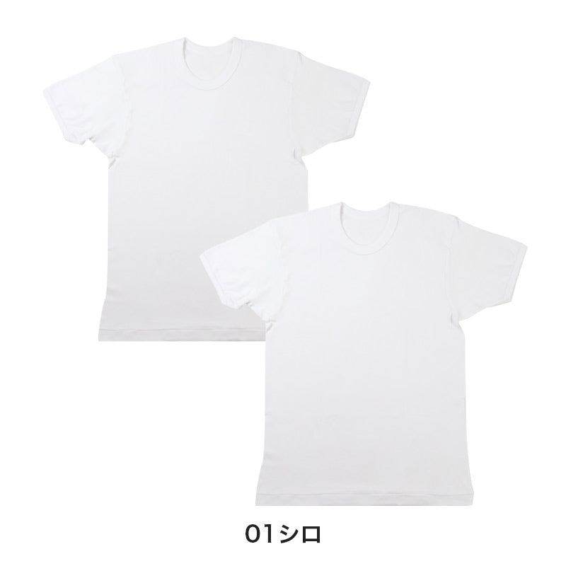 2枚組 綿100% メンズ インナー 肌着 半袖 tシャツ 丸首 厚地 M L LL クルーネック 下着 インナーシャツ 綿 コットン 無地 ホワイト 白 秋 冬 春 30代 40代 50代 60代