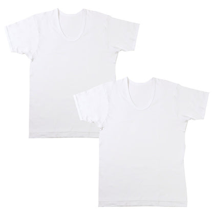 2枚組 綿 メンズ インナー 肌着 半袖 tシャツ U首 厚地 M L LL クルーネック 下着 インナーシャツ 綿 コットン 無地 ホワイト 白 秋 冬 春 30代 40代 50代 60代