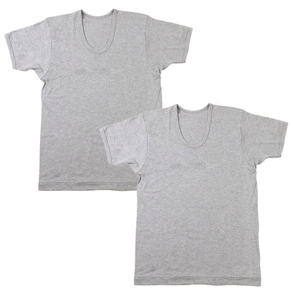 2枚組 綿 メンズ インナー 肌着 半袖 tシャツ U首 厚地 M L LL クルーネック 下着 インナーシャツ 綿 コットン 無地 ホワイト 白 秋 冬 春 30代 40代 50代 60代 (在庫限り)
