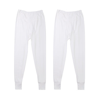 2枚組 メンズ インナー 肌着 長ズボン下 厚地 M L LL ボトム 下着 前あき パンツ スラックス下 股引き ロングパンツ 綿 コットン 無地 ホワイト 白 秋 冬 春 30代 40代 50代 60代