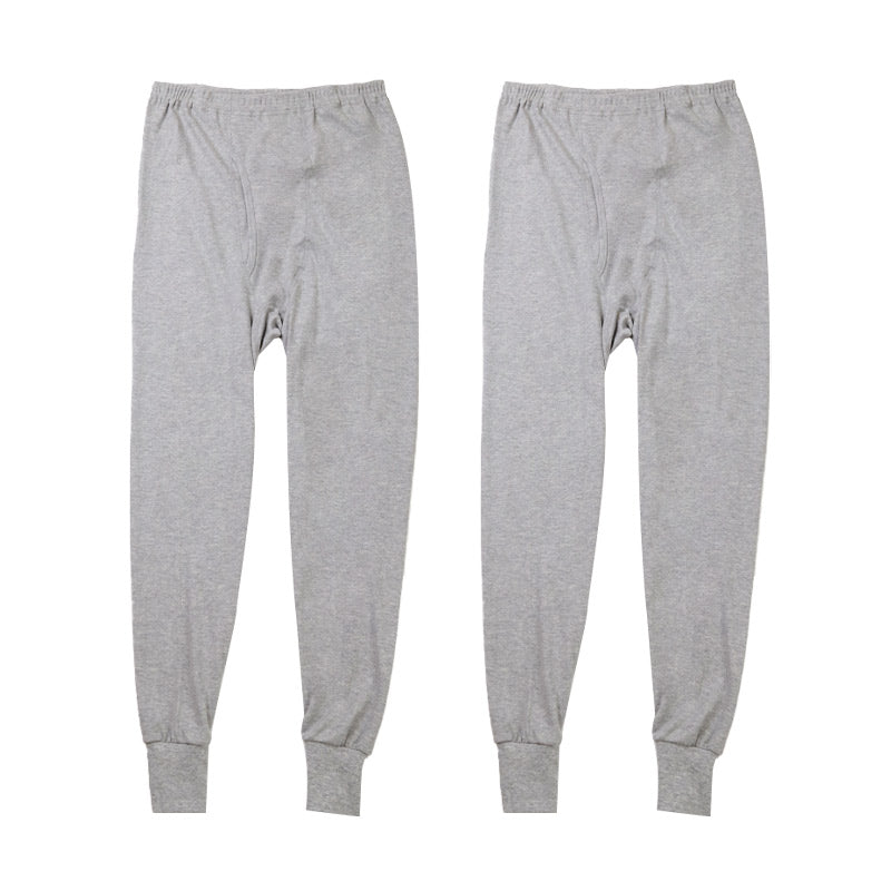 2枚組 メンズ インナー 肌着 長ズボン下 厚地 M L LL ボトム 下着 前あき パンツ スラックス下 股引き ロングパンツ 綿 コットン 無地 ホワイト 白 秋 冬 春 30代 40代 50代 60代