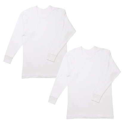 2枚組 綿100% メンズ インナー 保温 あったか 肌着 長袖 tシャツ 丸首 厚地 M L LL あったかインナー 遠赤外線 クルーネック 下着 インナーシャツ 綿 コットン 無地 秋 冬 30代 40代 50代 60代