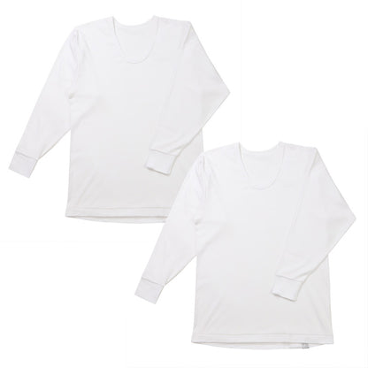 2枚組 綿100% メンズ インナー 保温 あったか 肌着 長袖 tシャツ U首 厚地 M L LL あったかインナー 遠赤外線 下着 インナーシャツ 綿 コットン 無地 秋 冬 30代 40代 50代 60代