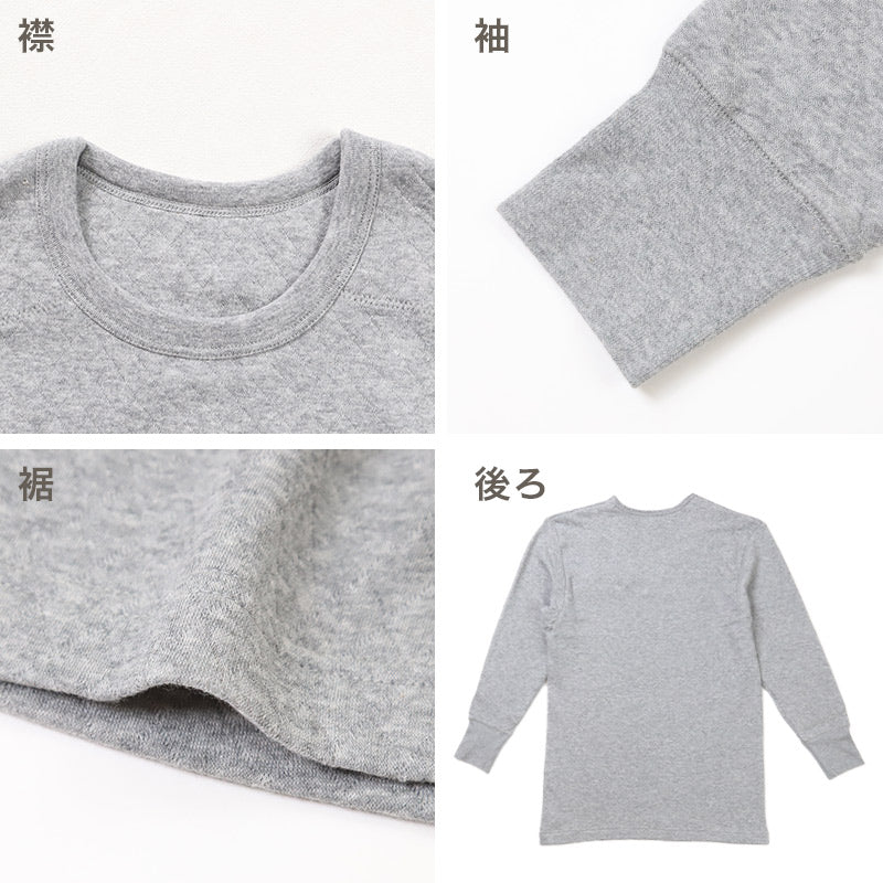 表裏綿100% メンズ インナー 保温 あったか 長袖 tシャツ 丸首 肩ひじ当付き M L LL 肌着 厚地 あったかインナー 遠赤外線 下着 インナーシャツ 綿 コットン 無地 秋 冬 30代 40代 50代 60代