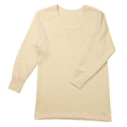 表裏綿100% メンズ インナー 保温 あったか 長袖 tシャツ U首 肩ひじ当付き M L LL 肌着 厚地 あったかインナー 遠赤外線 下着 インナーシャツ 綿 コットン 無地 秋 冬 30代 40代 50代 60代