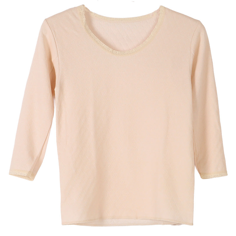 婦人 中綿入り キルト 8分袖 スリーマー レディース 冬用 M L LL 綿 インナー シャツ 長袖 綿肌着 冷え対策 あったか 防寒 下着 冬 天然素材