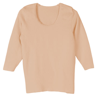 婦人 中綿入り キルト 肩肘当付 8分袖 スリーマー レディース 冬用 M L LL 綿 インナー シャツ 長袖 綿肌着 冷え対策 あったか 防寒 下着 冬 天然素材