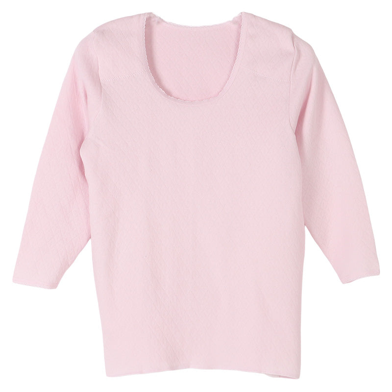 婦人 中綿入り キルト 肩肘当付 8分袖 スリーマー レディース 冬用 M L LL 綿 インナー シャツ 長袖 綿肌着 冷え対策 あったか 防寒 下着 冬 天然素材