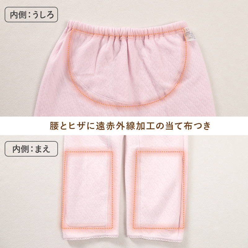 婦人 中綿入り キルト 7分丈 ボトム 腰膝当付 レディース 冬用 あったか M L LL 肌着 キルトスパッツ スパッツ インナー 綿100 綿 キルトインナー 防寒 ボトム 中わた入り あたたか ソフト ぬくもり 保温 重ねばき 冷え対策