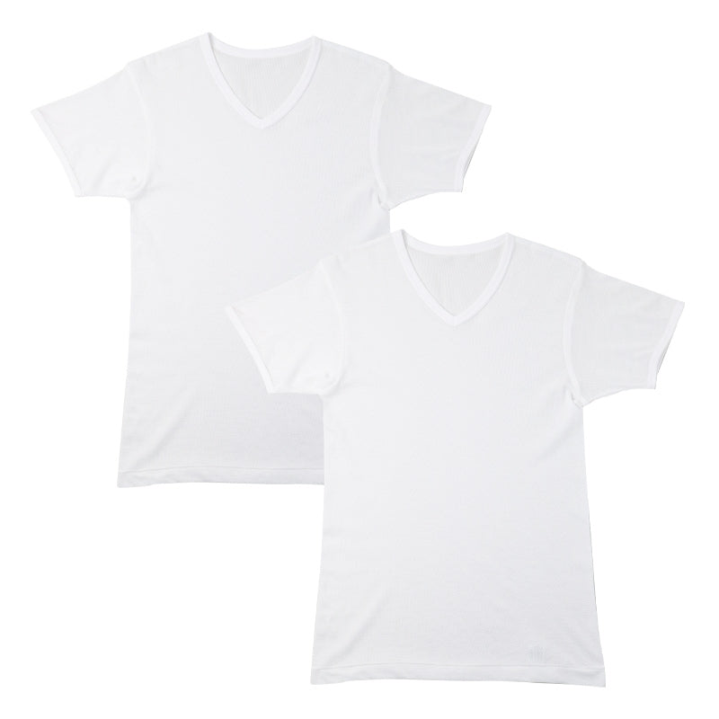 メンズ インナー 2枚組 半袖 V首 Tシャツ 綿混 メッシュ 吸水速乾 抗菌防臭 通気性 M L LL 肌着 下着 白 ホワイト 紳士 男性 Vネック 春 夏 ビジネス 仕事 ウォーキング ランニング スポーツ ムレにくい 速乾 まとめ買い 涼しい 汗対策