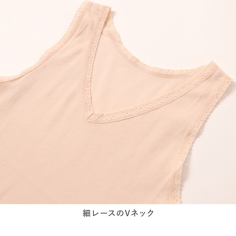 レディース インナー シャツ ノースリーブ Vネック 綿100 強撚糸 M L LL フライス 薄手 やわらか 肌着 下着 袖なし タンクトップ 肌にやさしい 夏 涼しい 重ね着 部屋着 ルームウェア 綿インナー 婦人インナー レディース肌着 レディース下着