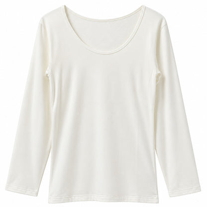 レディース 裏起毛 長袖 Tシャツ 大きいサイズ ストレッチ インナー 婦人肌着 あったか 丸首 クルーネック 3L 4L 5L ポリエステル 秋冬 冬用 長袖インナー 肌着 下着 アンダーシャツ 重ね着 無地 シンプル クイーンサイズ 大寸 ゆったり 華衣