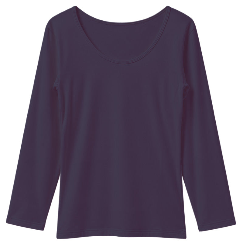 レディース 裏起毛 長袖 Tシャツ 大きいサイズ ストレッチ インナー 婦人肌着 あったか 丸首 クルーネック 3L 4L 5L ポリエステル 秋冬 冬用 長袖インナー 肌着 下着 アンダーシャツ 重ね着 無地 シンプル クイーンサイズ 大寸 ゆったり 華衣