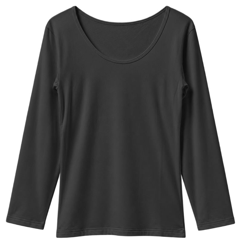 レディース 裏起毛 長袖 Tシャツ 大きいサイズ ストレッチ インナー 婦人肌着 あったか 丸首 クルーネック 3L 4L 5L ポリエステル 秋冬 冬用 長袖インナー 肌着 下着 アンダーシャツ 重ね着 無地 シンプル クイーンサイズ 大寸 ゆったり 華衣
