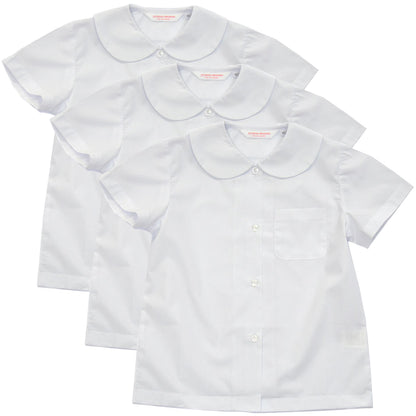 schoolog スクール用 女子 半袖丸襟ブラウス 3枚セット 110cmA～170cmB (学生服 女子 女の子 制服 キッズ 夏用 小学生 ゆったり B体 スクールブラウス 110 120 130 140 150 160 170) (送料無料)