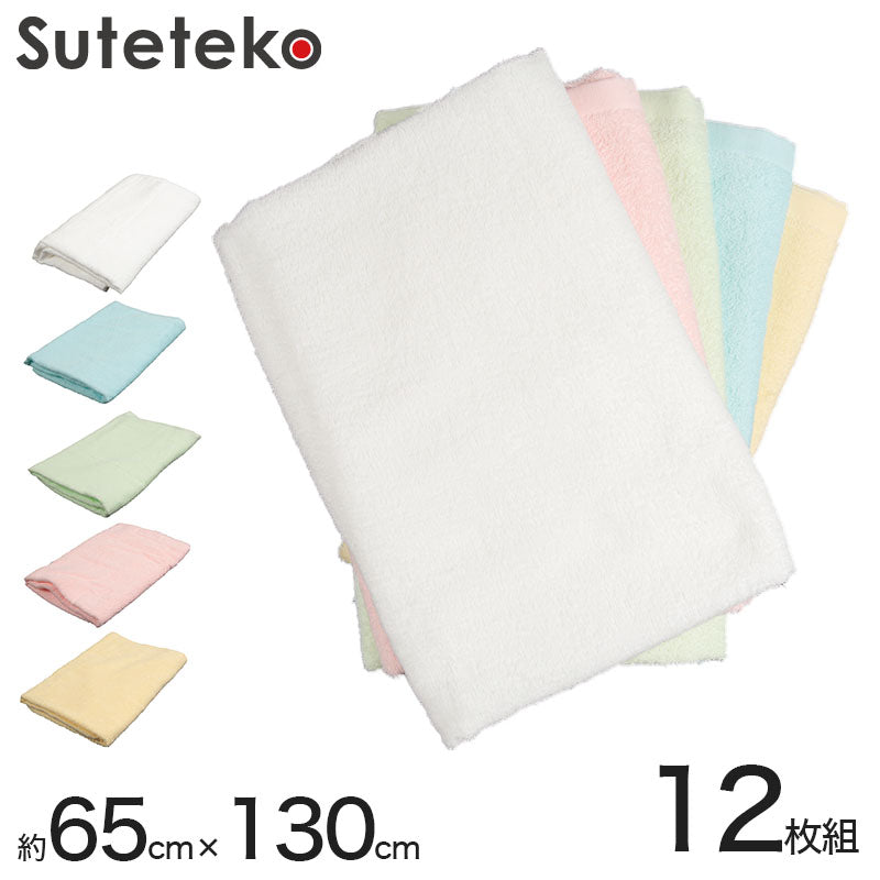 600匁 細雪 バスタオル 12枚組 約65×130cm (バスタオル 吸水 やわらか 綿100％ まとめ買い) (送料無料) (在庫限り)