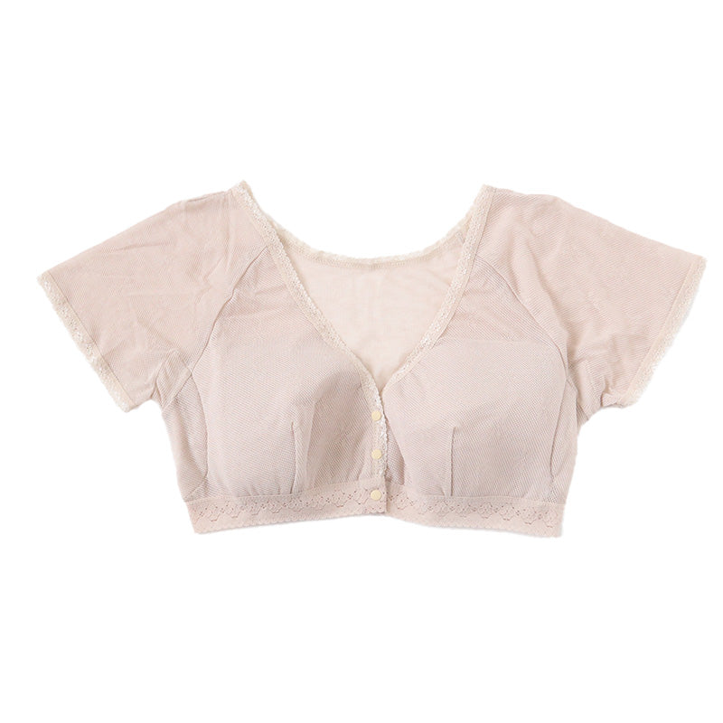 脇汗 インナー カップ付 ブラ レディース ボレロ メッシュ 日本製 前開き M～3L 汗取りインナー 汗ジミ 汗染み ワキ汗 腋臭 ワキガ ブラジャー 夏 (在庫限り)