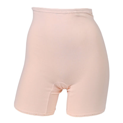 ロング ショーツ レディース インナー 綿混 3分丈 ヒザ上丈 日本製 M L LL お腹まで ロング丈 ショーツ 伸縮性 レース付き 下着 快適 ソフトフィット ストレッチ ゴム交換可能 フィット感 安心感 デイリー 無地