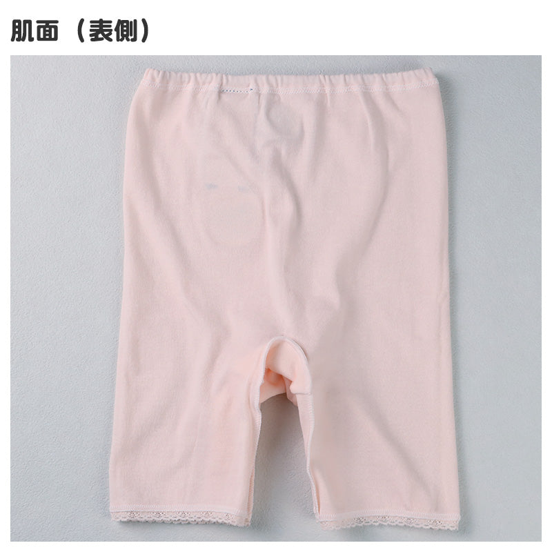 ロング ショーツ レディース インナー 綿混 3分丈 ヒザ上丈 日本製 M L LL お腹まで ロング丈 ショーツ 伸縮性 レース付き 下着 快適 ソフトフィット ストレッチ ゴム交換可能 フィット感 安心感 デイリー 無地