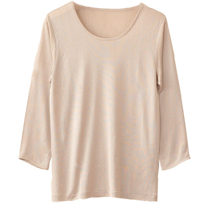 シルク インナー レディース 長袖 8分袖 シャツ M～LL ニット シルク100％ 薄手 女性 肌着 下着 長袖シャツ uvカット 敏感肌 冷え取り 冷え対策 防寒 肌に優しい 柔らかい 蒸れにくい 春夏 秋冬 オールシーズン (送料無料)