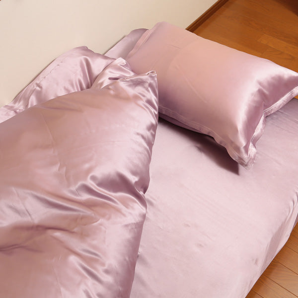 シルク シーツ ダブル ベッドシーツ フラットシーツ サテン 19匁 220cm×280cm シルク100％ ダブルサイズ 寝具 美肌 美髪 シルクシーツ ベッドカバー 快適 肌に優しい 蒸れにくい 春夏 秋冬 オールシーズン (送料無料)