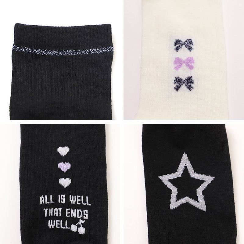 ハイソックス 女の子 靴下 キッズ ジュニア かわいい 19 - 24cm 子供 ソックス 柄 可愛い 黒 紺 ガールズ くつ下 子ども くつした 通学 女子 子ども こども 快適