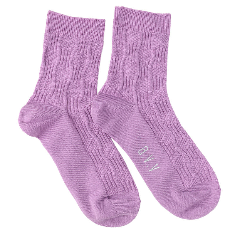 靴下 レディース クルーソックス 23 - 25cm 快適 カラーソックス 靴下 無地 カラフル オールシーズン おしゃれ くつした くつ下 通気性 伸縮 クルー丈