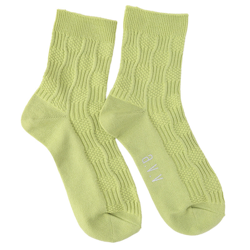 靴下 レディース クルーソックス 23 - 25cm 快適 カラーソックス 靴下 無地 カラフル オールシーズン おしゃれ くつした くつ下 通気性 伸縮 クルー丈